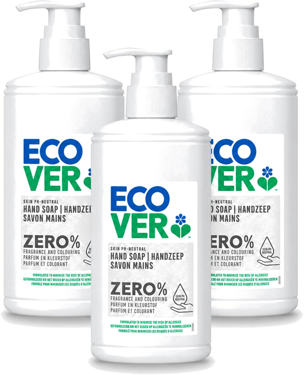 3 x Ecover - Handzeep ZERO - Parfumvrij - 250 ml - Voordeelverpakking - 3 stuks