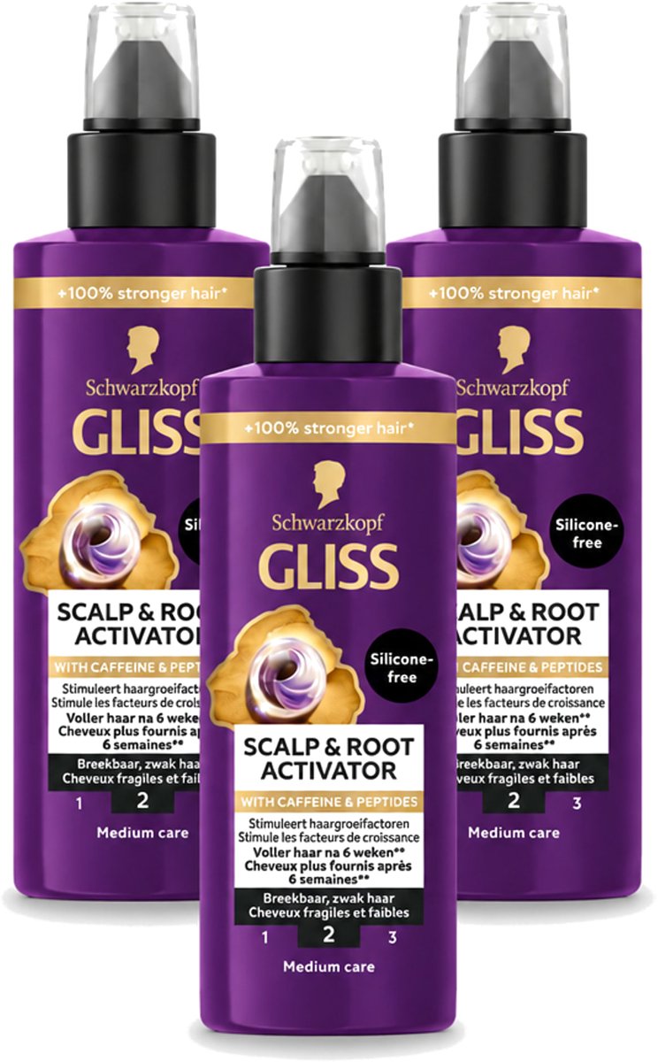 3 x Gliss - Scalp & Root Activator - Siliconenvrij - Voor Gezonde Hoofdhuid - 100 ml - Voordeelverpakking - 3 stuks