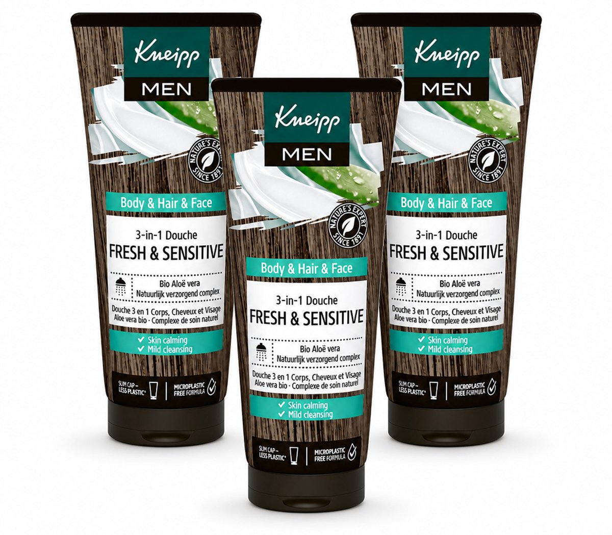 3 x Kneipp - Shampoo & Douche - Men - Fresh & Sensitive - Voor gevoelige en droge huid - 200 ml - Voordeelverpakking - 3 stuks