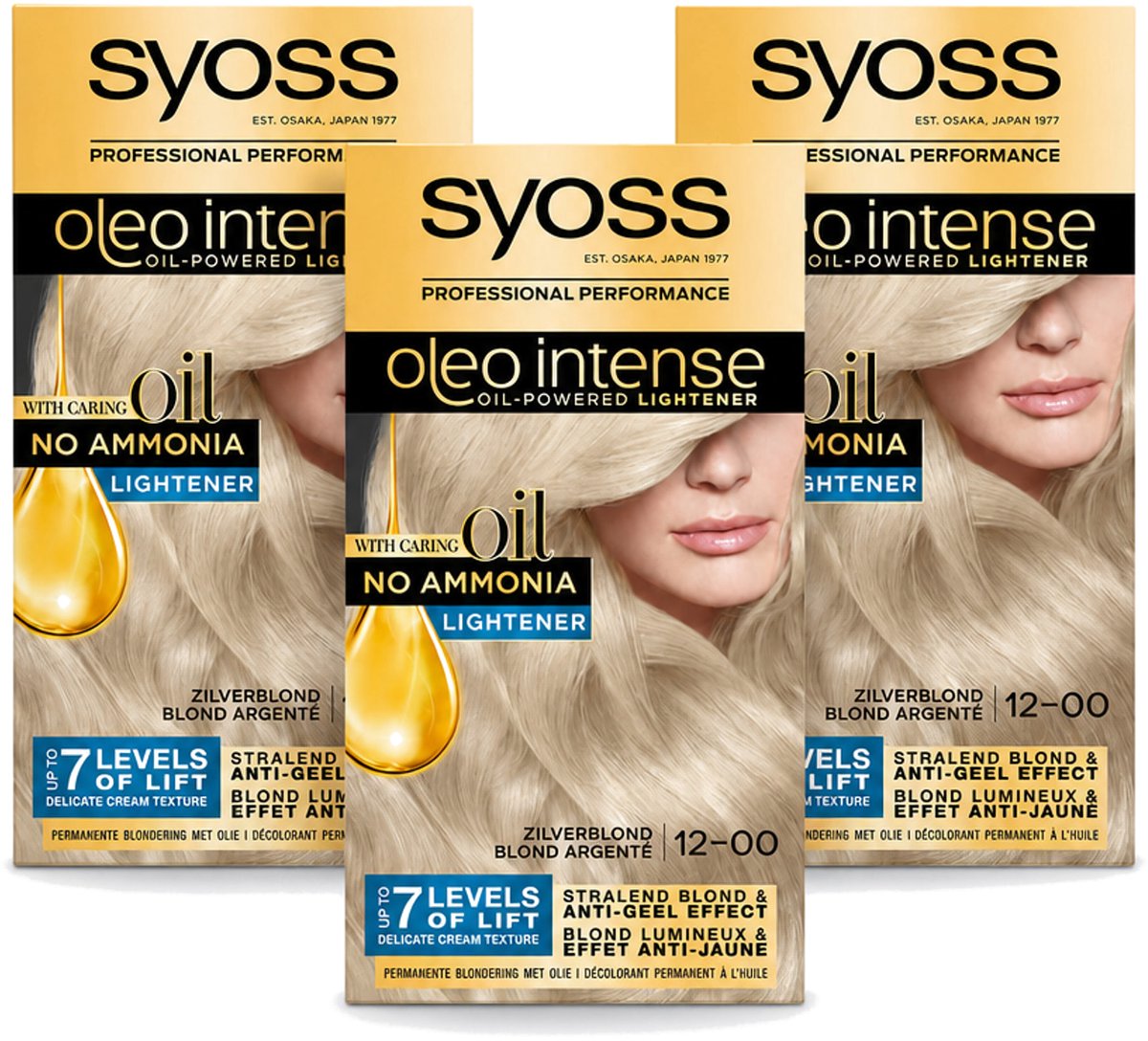 3 x SYOSS - Oleo Intense 12-00 - Haarverf - Permanente Haarkleuring - Zilverblond - Langdurige Kleur - Voordeelverpakking - 3 stuks