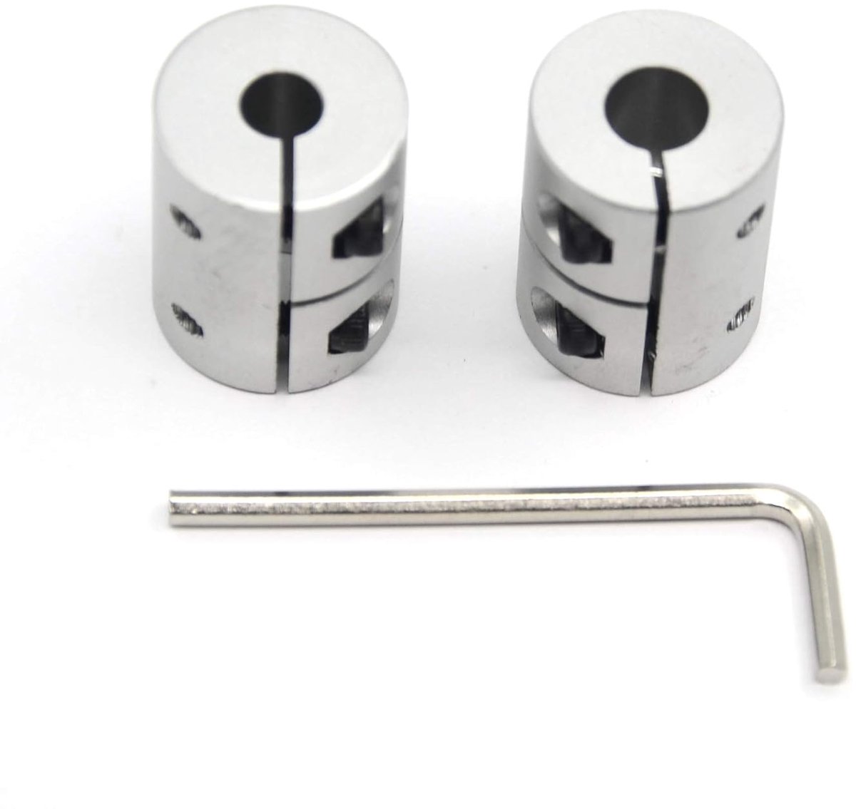 2 stuks 6,35 mm op 8 mm askoppeling, 25 mm lengte, 20 mm diameter, koppeling, aluminiumlegering, voor 3D-printer, CNC-machine (6,35 x 8 mm)