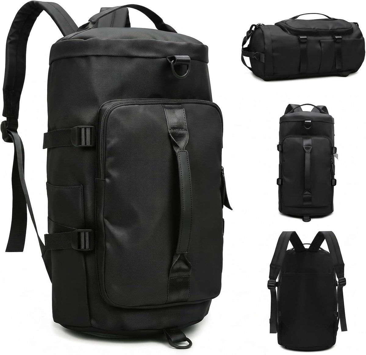 Sporttas, 28 liter, voor dames en heren, grote reistas met schoenenvak en nat vak, reistas met rugzak, weekendtas, voor sportvakantie, zwemmen, reizen, fitnessstudio, zwart, 28 l, Klassiek