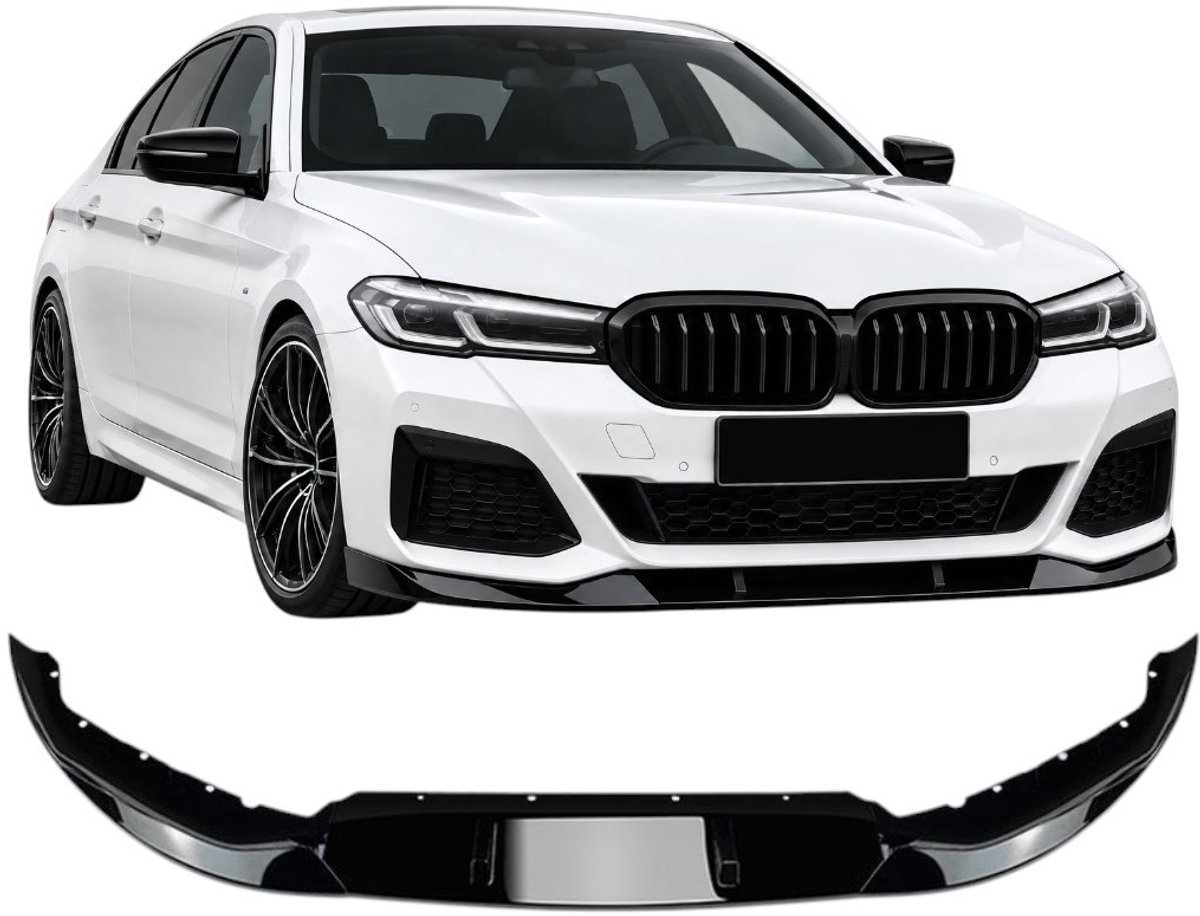 Frontlip Geschikt voor BMW 5 Serie G30 G31 LCI 2020-2024 M Sport – Hoogglans Zwart