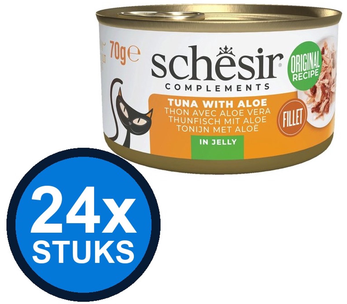 24x Schesir - Tonijn & Aloe in Gelei - Kattenvoer Natvoer - 70g