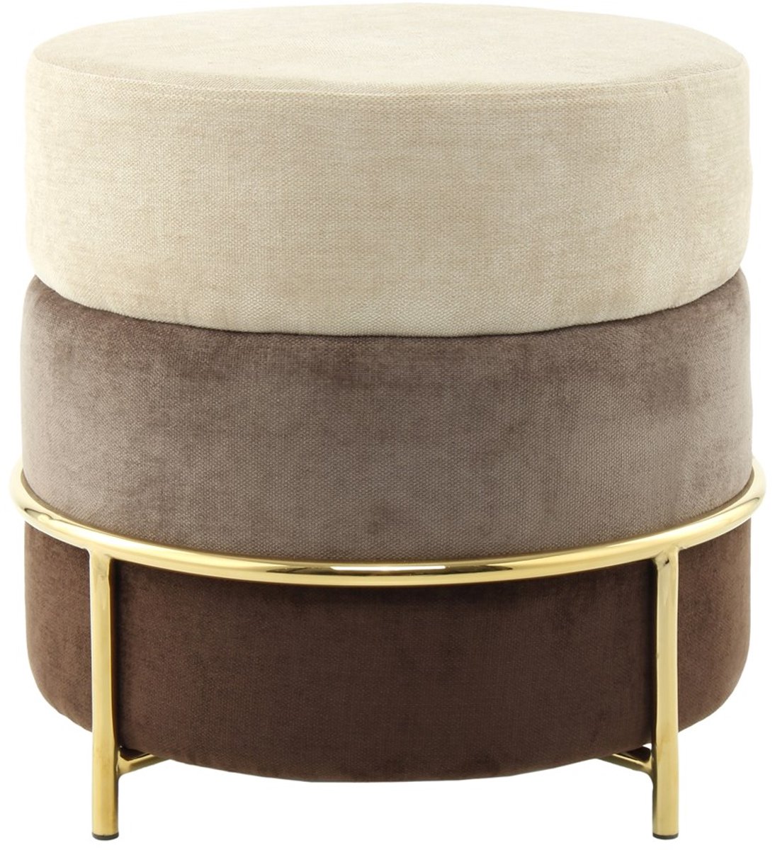 Padiro ronde hocker Ø 48,5 x 46 cm - bruin - fluweel - structuurrijke kleurlagen en metalen onderstel