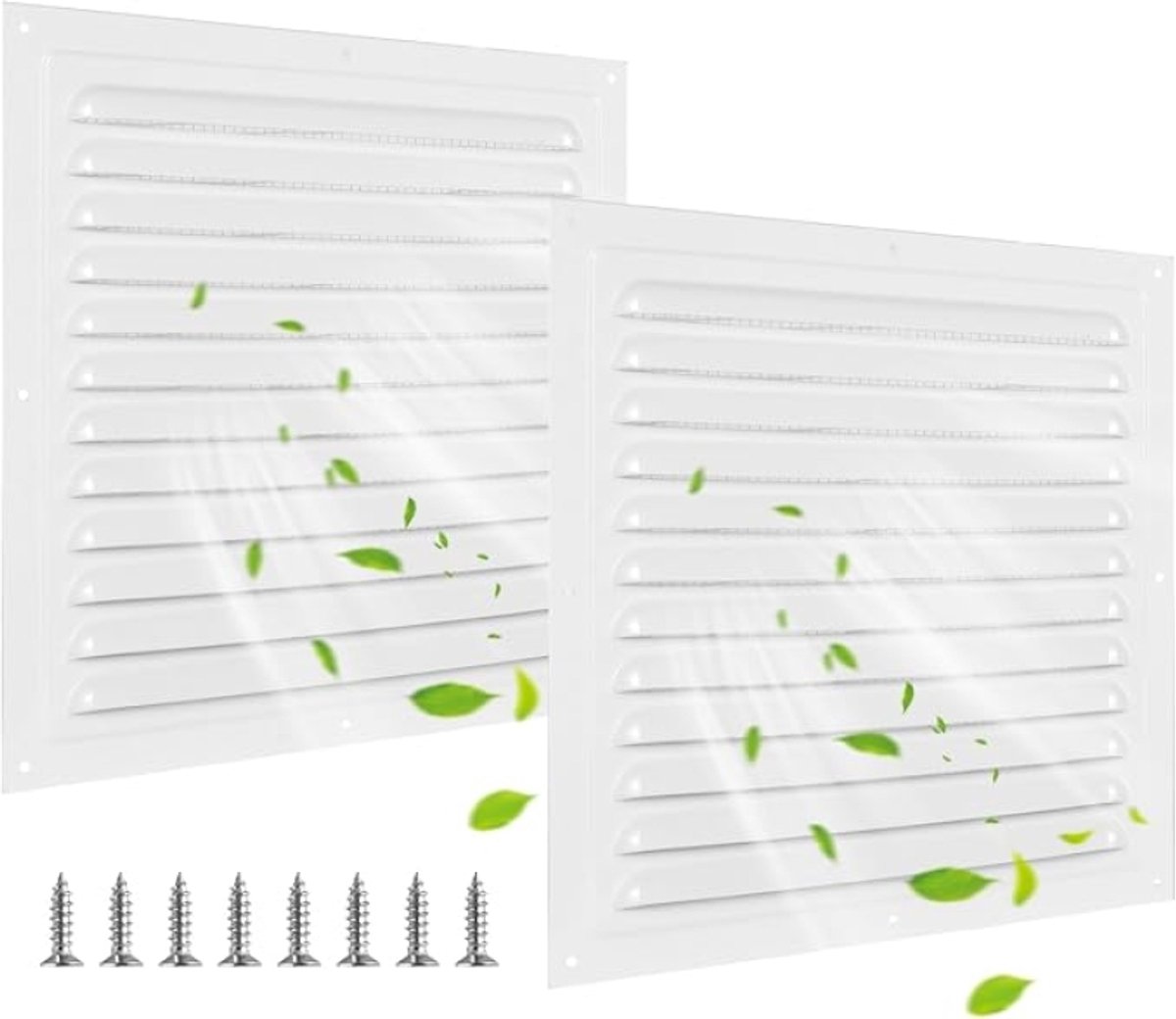 Ventilatierooster vierkant aluminium met insectenhor 250x250 mm - 2 stuks