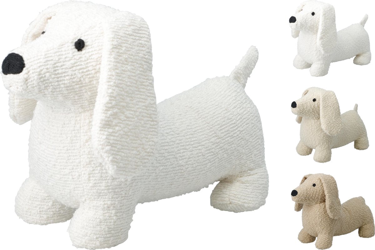 Deurstopper hond- 3 kleuren- 1,5 kg-wit-off white of zand