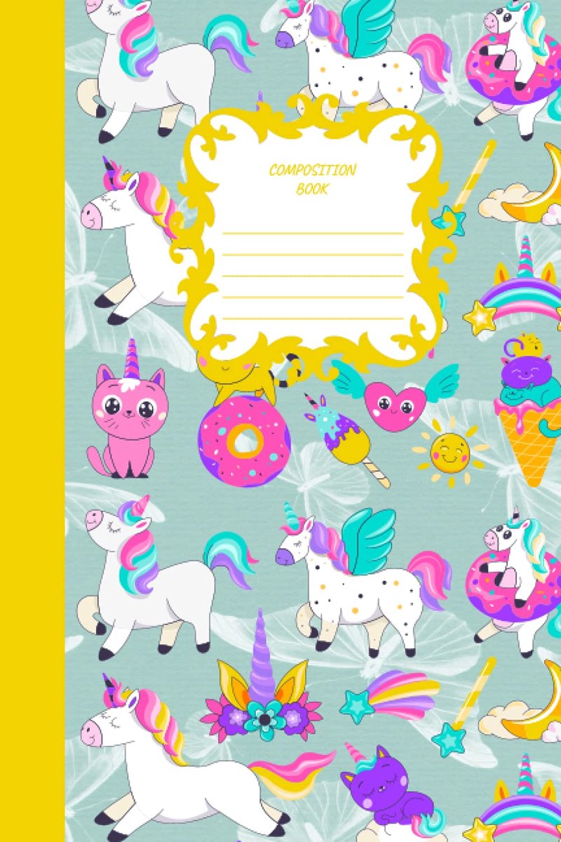 colorful fancy unicorn horse pattern cartoon for composition book journal for girls student: for memo notes ruled - ShopVlot