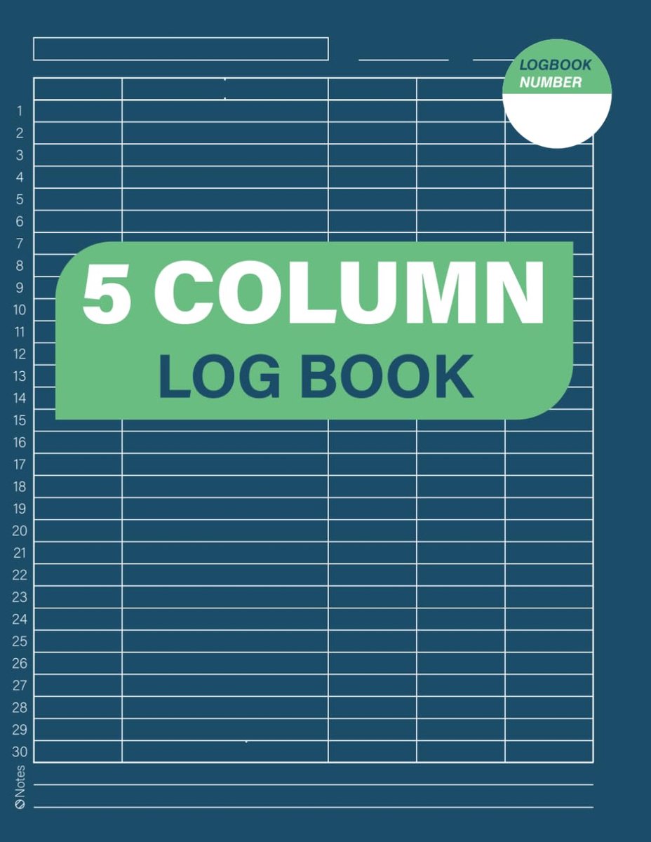 Customizable Log Book 5 Column: Five Column Notebook - Multipurpose Record Logbook - Columnar Pad - ShopVlot