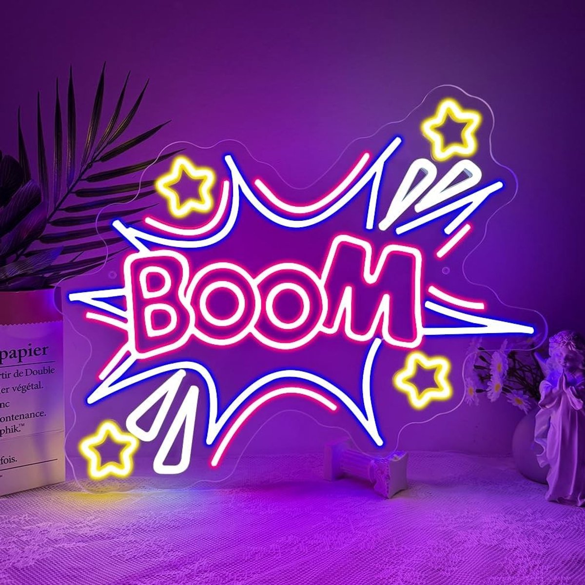 Neonbord - Boom - 31,5 x 42,5 cm - Dimbare LED Lamp voor Wanddecoratie - Voor Speelkamers en Slaapkamers