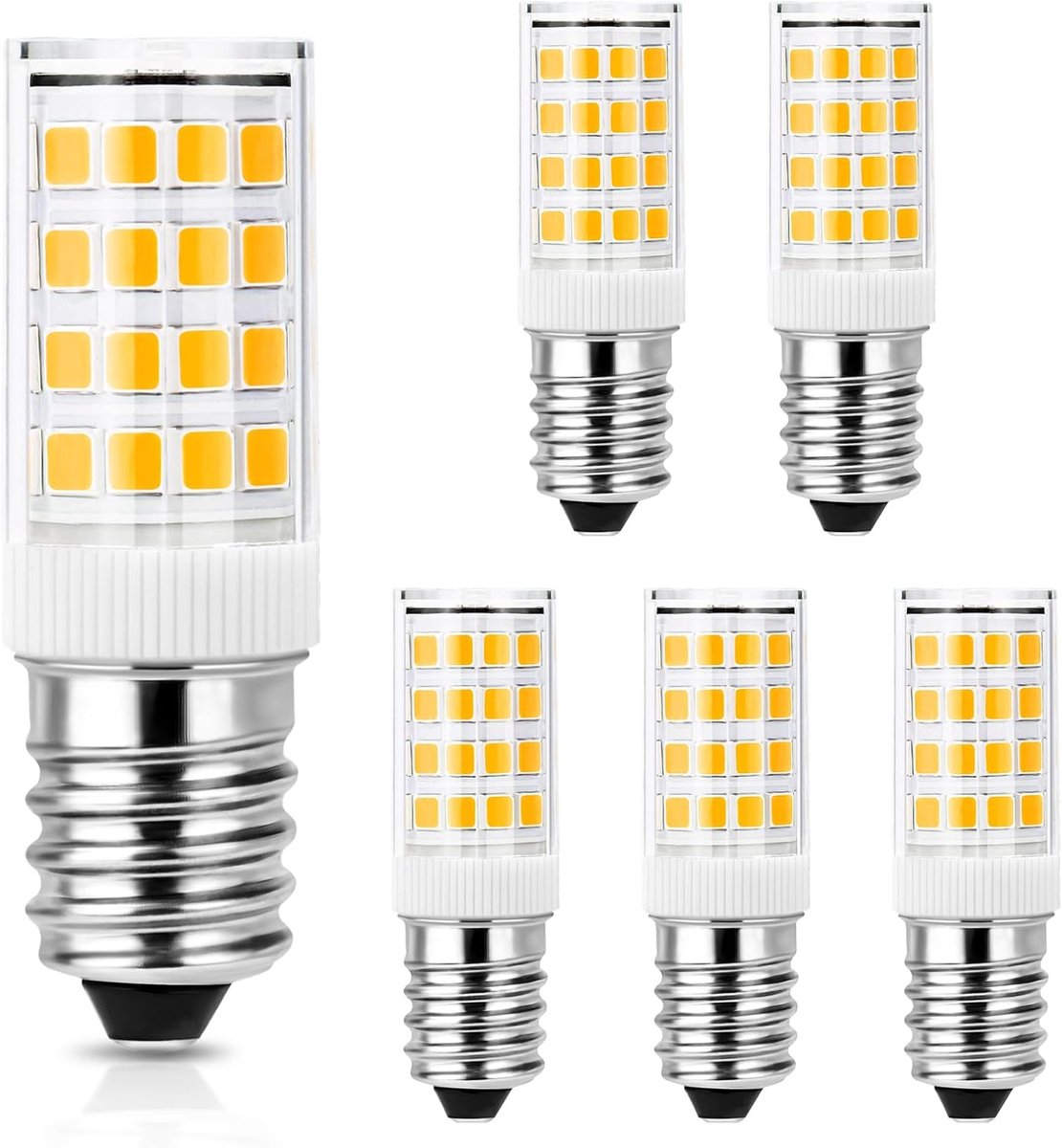 LED gloeilamp 4W (gelijk aan 40W) E14 LED warm wit 3000K kleine Edison schroef AC 220-240V 400lm flikkervrij, niet-dimbaar, voor koelkast, afzuigkap, kroonluchters, verpakking van 6 stuks