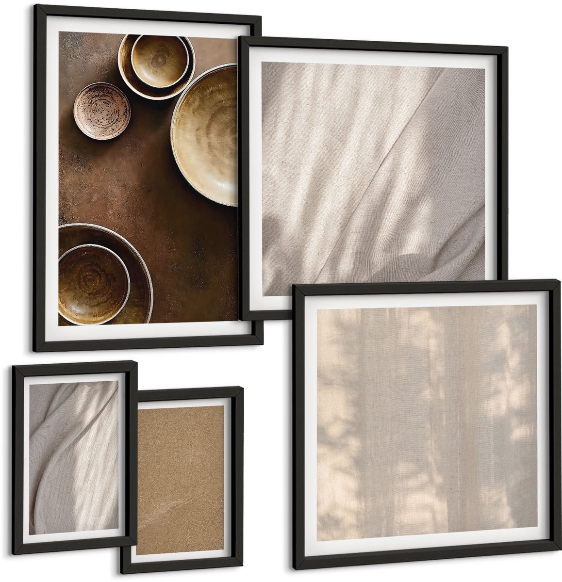 Coloray 5-Delige Schilderij Set - Structuren En Texturen In Een Minimalistische Stijl - 50 x 50 cm, 20 x 30 cm En 40 x 60 cm - Schilderijen Set - Wanddecoratie - Woonkamer - Decoratieve Schilderijen