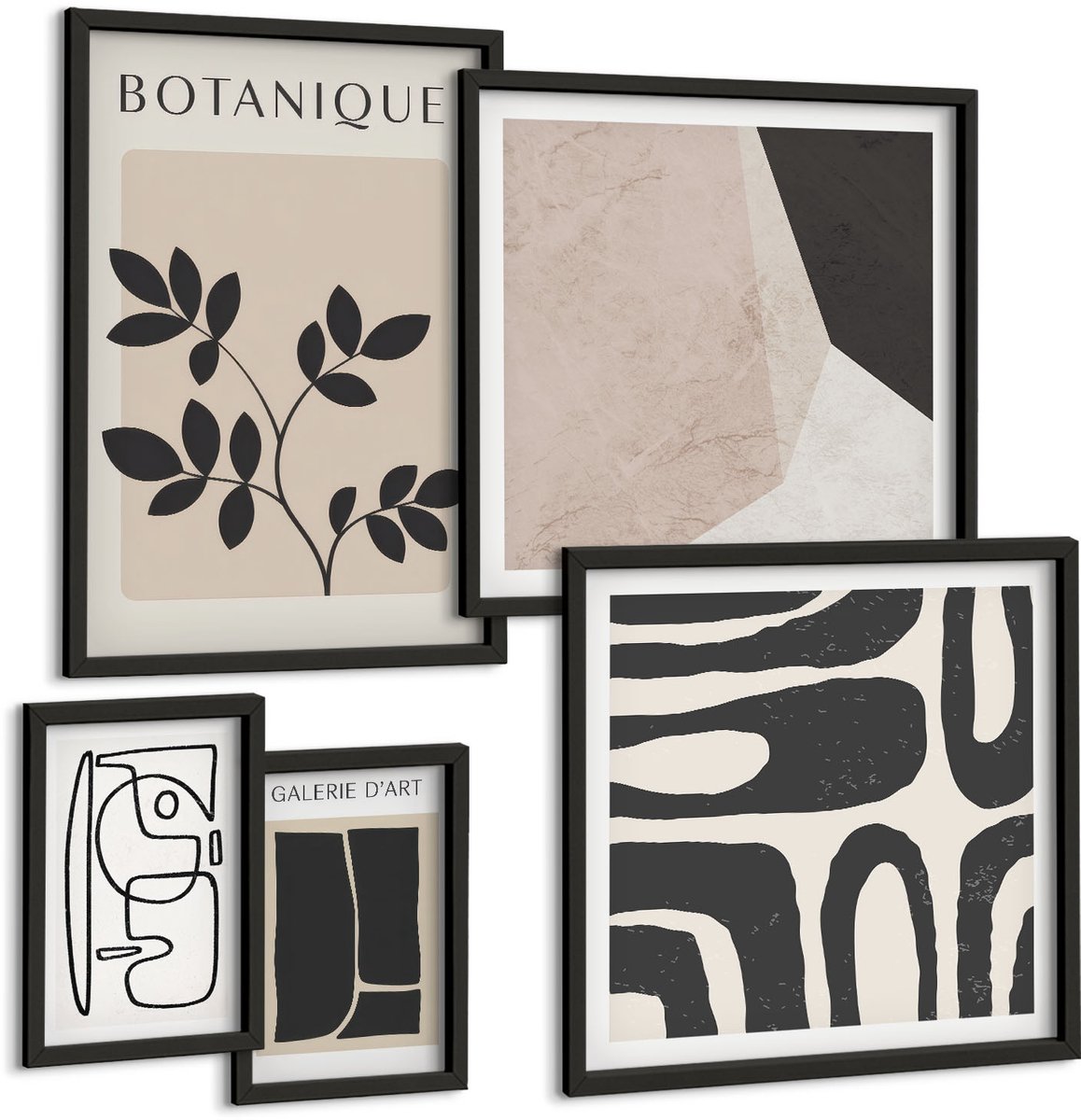 Coloray 5-Delige Schilderij Set - Stijlvolle Graphics In Een Minimalistisch Ontwerp Met Natuurthema. - 50 x 50 cm, 20 x 30 cm En 40 x 60 cm - Stijlvolle Wanddecoratie - Interieur