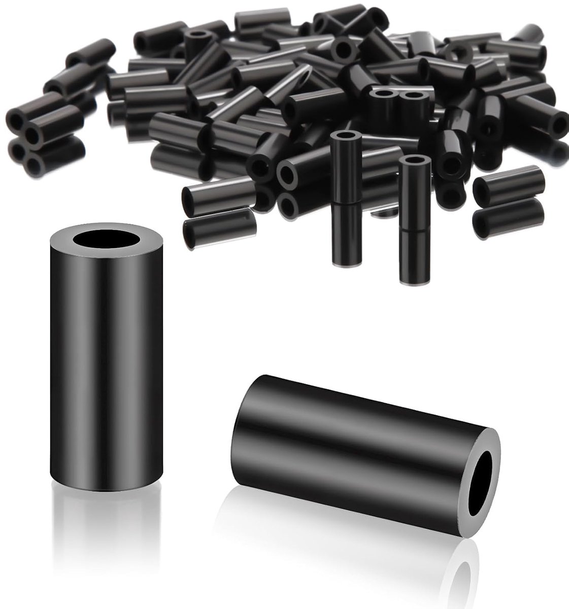 100 stuks ronde afstandhouders, ABS-nylon, sluitringen, M4-7 x 12 mm, afstandshulzen, kunststof, zwart, afstandhouders, wandisolatie, sluitringen zonder schroefdraad, afstandhulzen voor