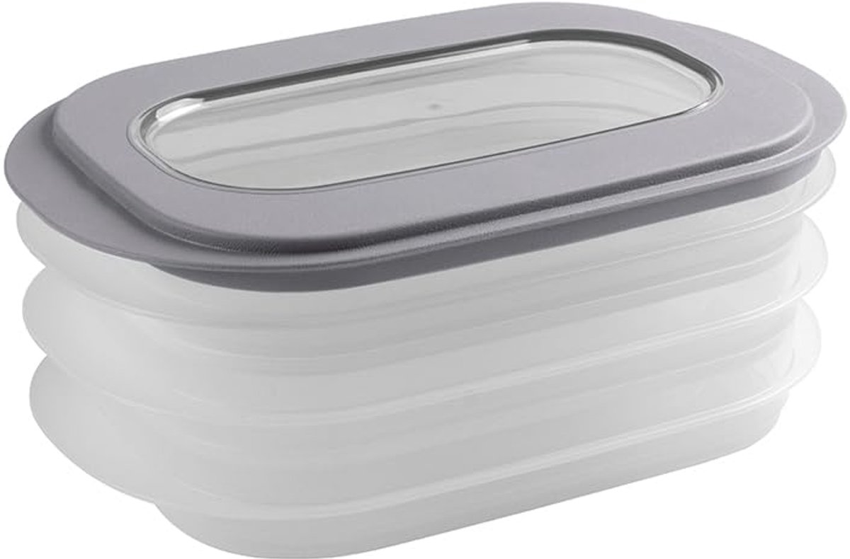 Sigma Home Vleeswarendoos 1,1L Transparant Grijs – 26,5 x 17,2 x 10,5 cm – Stapelbaar – 3‑Laags – BPA‑vrij