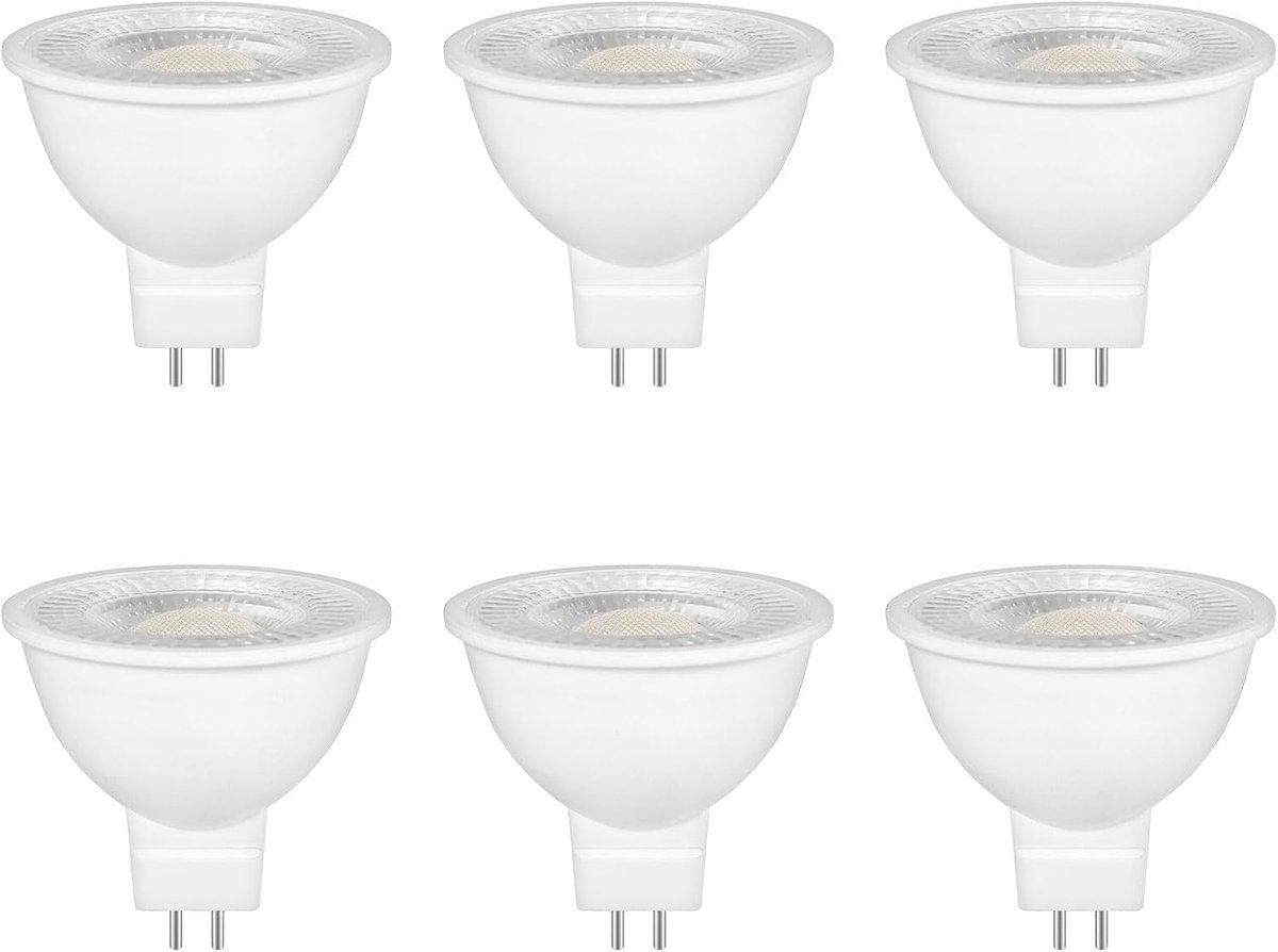 5W Ledlamp 12V 2Pin Spot, Vervanging voor 50W Halogeenlamp, MR16 Spot Lamp, Natuurlijke Wit 4000K, 500LM, 120° Stralingshoek, Niet Dimbaar, voor Landschap Inbouw, Rail Verlichting, 6 Stuks