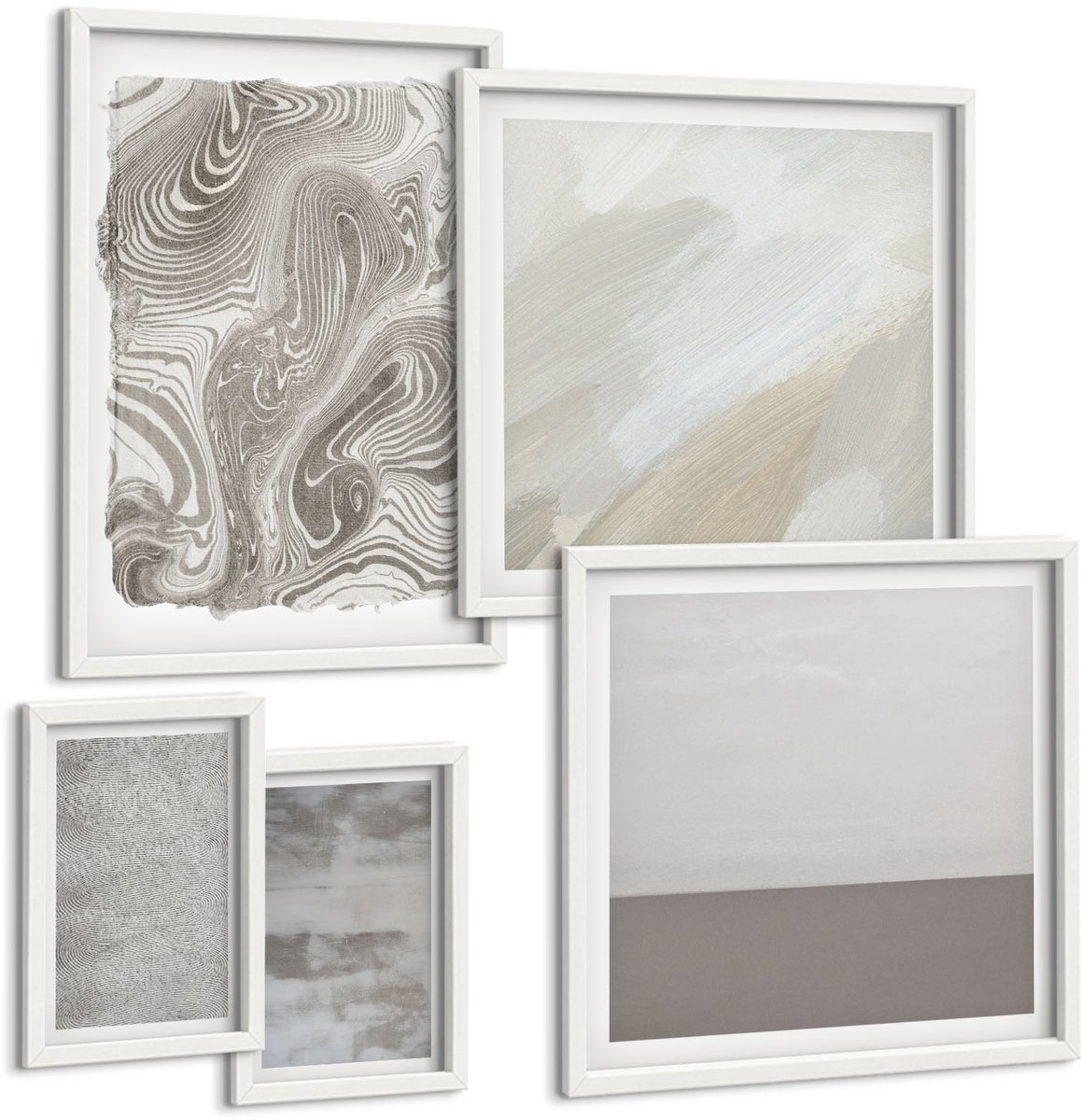 Coloray 5-Delige Schilderij Set - Industriële Abstracte Structuren Ontwerpen - 50 x 50 cm, 20 x 30 cm En 40 x 60 cm - Muurdecoratie - Interieur Decoratie - Wanddecoratie