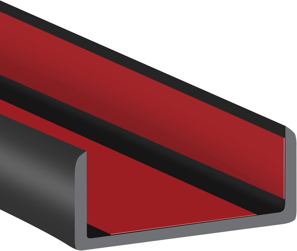 Randafwerking, flexibele zelfklevende U-vormige schil-en-plak randafwerking, 38 mm (1-1/2") U-kanaalrandbeschermer, randbeschermers voor hout, meubels, 6 m, zwarte kleur