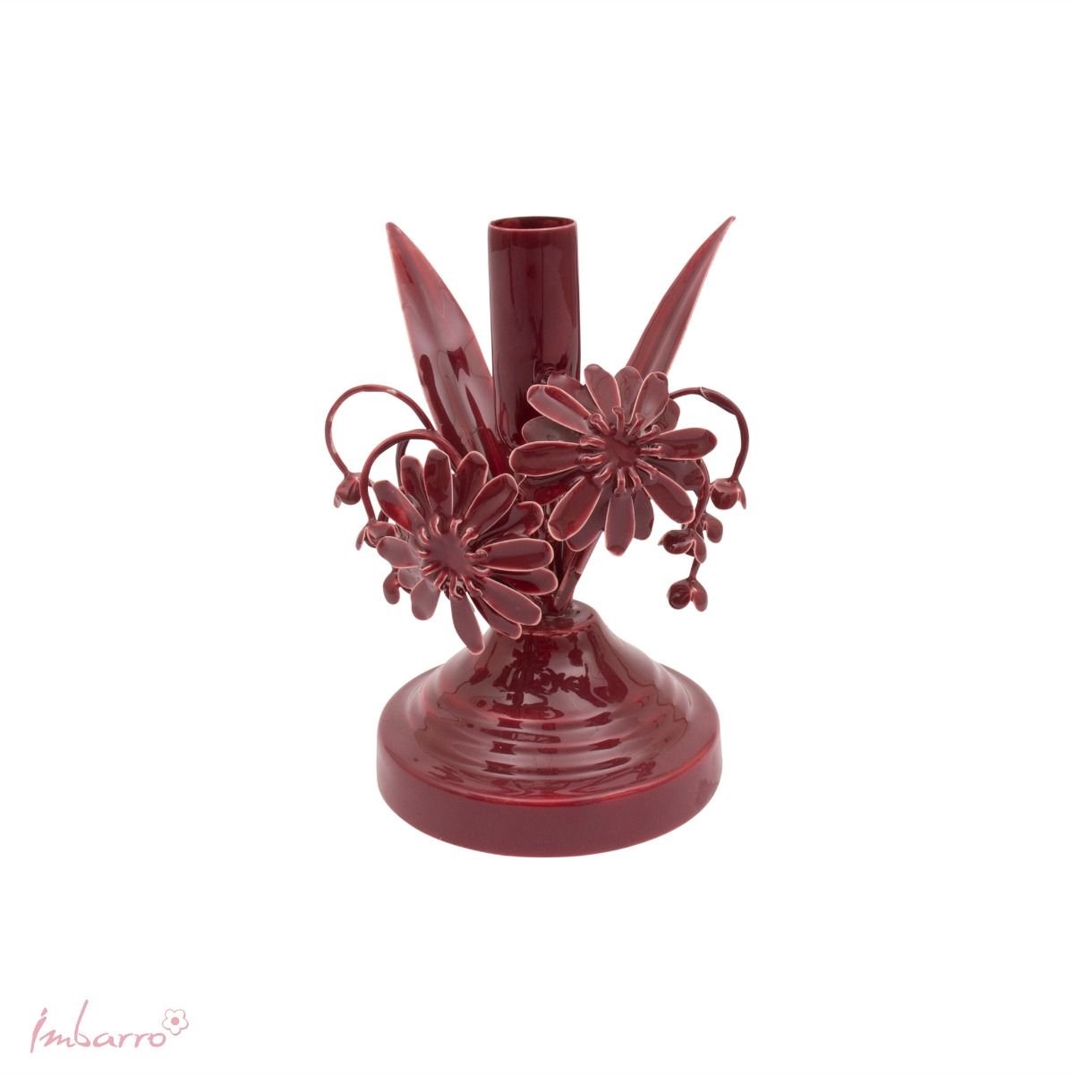 Imbarro Home & Fashion - Kandelaar Fleurie Burgundy - Rood - L:15 W:11 H:17 cm