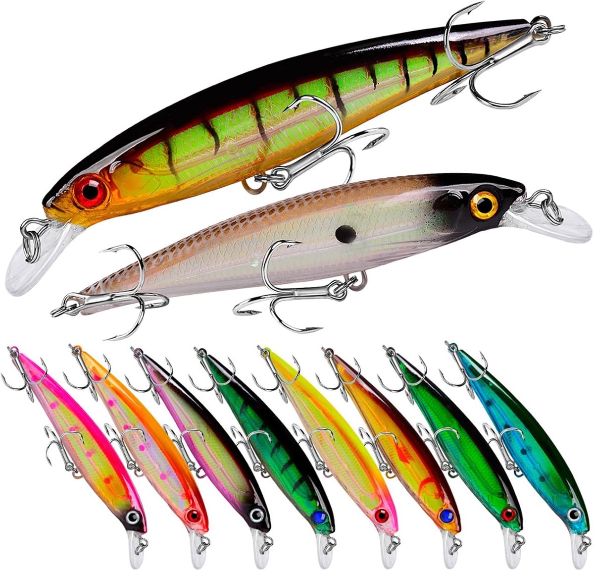 Kunstaas met Scherpe Haken, Multilaag Coating, Laser Jig Kop - Baars/Foreel/Crappie Vanger voor Zout & Zoet Water, 11cm/13.5g - Essentiële Hengelsport Accessoires