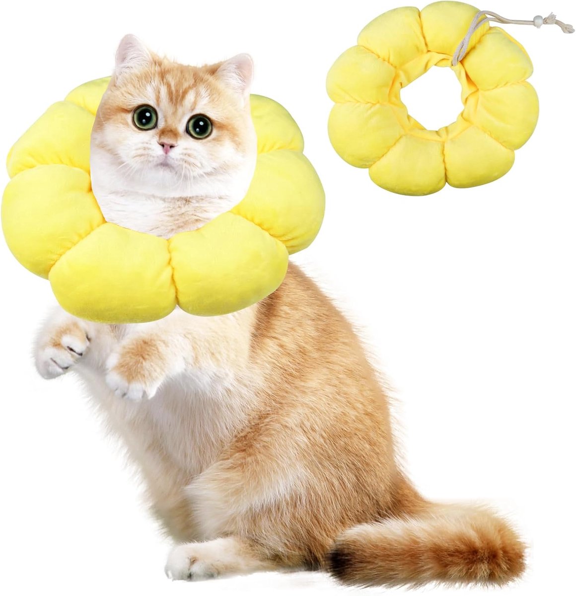 Dailygoods- Elizabethaanse Halsband Zacht - Herstelhalsband - Kattenhalsband - Hondenhalsband - Zonnebloem Design - Comfortabel Materiaal