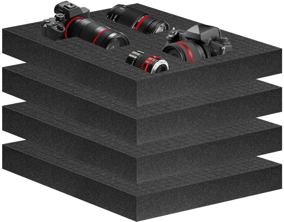 Schuim, kubusschuim, 4 stuks 300 x 300 x 50 mm, schuimrubberen snijplank, gereedschapskoffer, camerakoffer, schuimrubberen plaat voor tabletop miniaturen, gereedschap