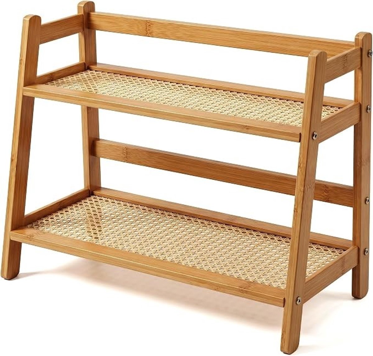 PolkaHome Keukenorganizer met 2 Niveaus van Bamboe Imitatie Rotan Kruidenrek