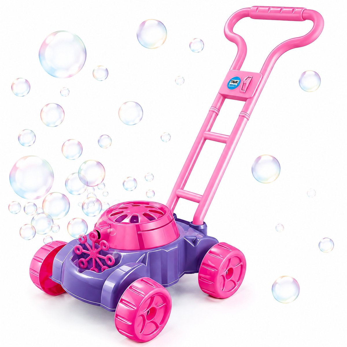 Tolvia Bellenblaas Grasmaaier voor Kinderen 3+ - Automatische Bellenblaasmachine met Geluid - Speelgoed Grasmaaier - Buitenspeelgoed - Roze/Paars