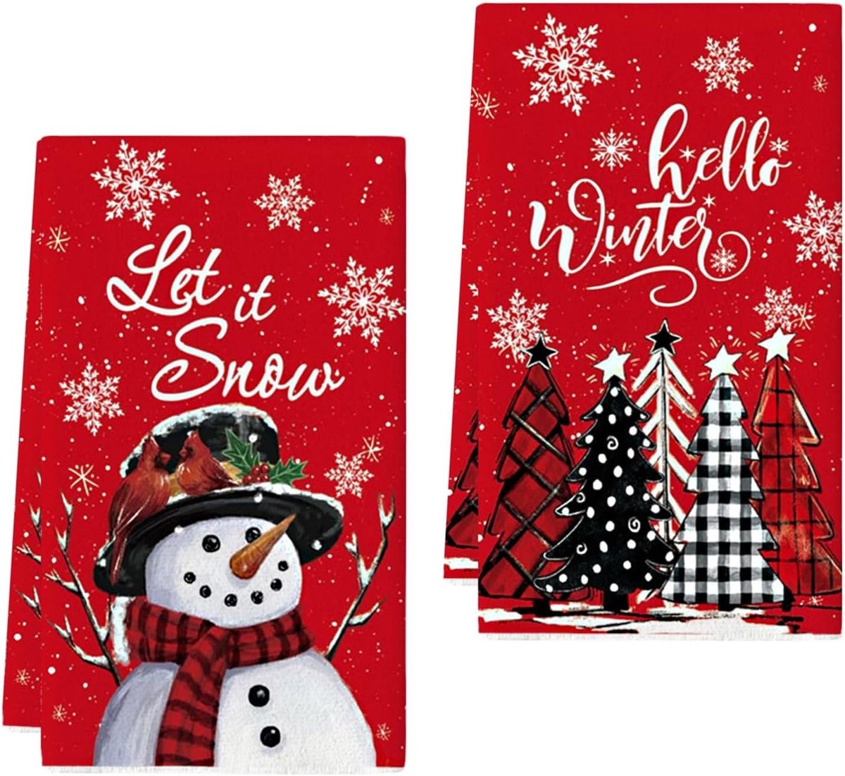 Kersttheedoeken Set van 2, Keukenhanddoeken voor de Feestdagen, 45 x 66 cm, Schattige Kersttheedoeken voor Keuken en Huishouden