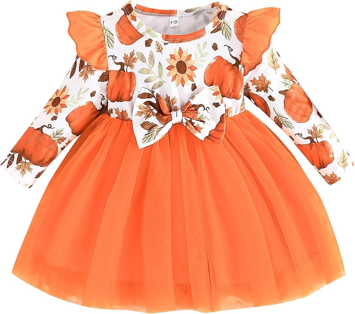 Schattige Halloween Tutu Jurk voor Baby Meisjes met Lange Mouwen, Strik en Kant, Perfect voor Feestjes en Fotomomenten
