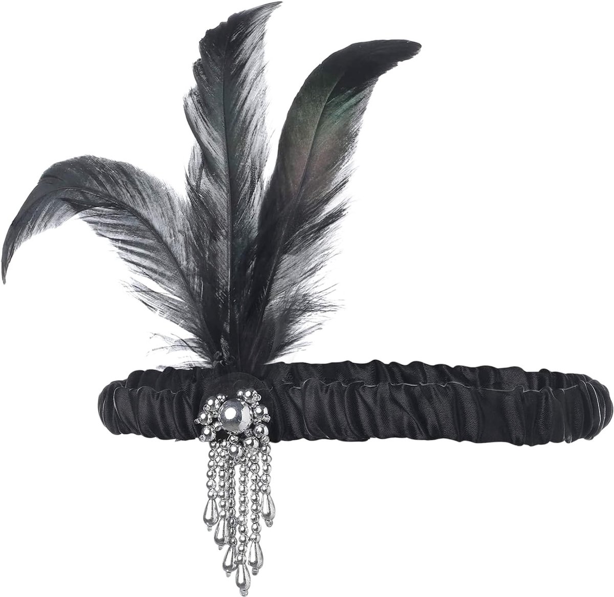 Jaren 20 flapper accessoires met veer en kralen, vintage hoofdband voor dames, perfect voor kostuum, bruiloft en carnaval feest.