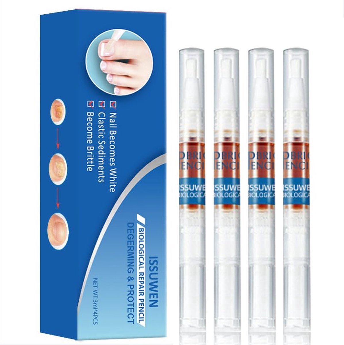4 stuks nagelverzorgingspen-Nagelreparatiepen-Voor teennagels en vingernagels-voor het voeden en verzorgen van beschadigde nagels-Snel en effectief