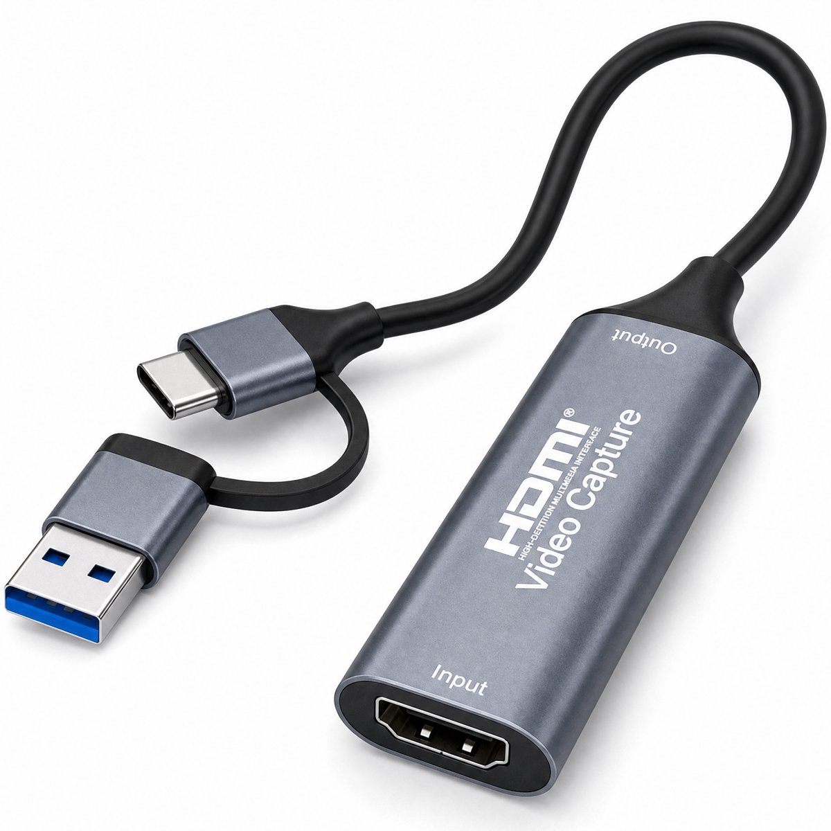 Skoov HDMI Capture Card Incl. USB-C Adapter - Video/Game Capture - HDMI naar USB - 1080P HD - Cam link - Video grabber - Streamen