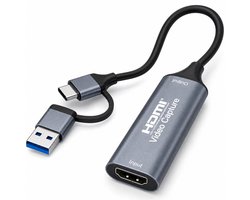 Skoov HDMI Capture Card Incl. USB-C Adapter - Video/Game Capture - HDMI naar USB - 1080P HD - Cam link - Video grabber - Streamen