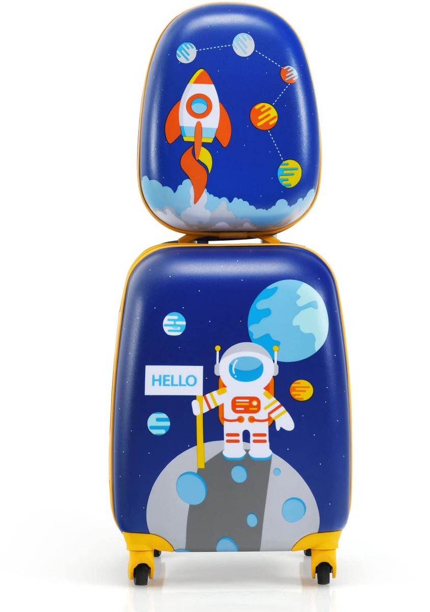COSTWAY kinderkoffer, Astronauten, 12"+16", kinderkoffer