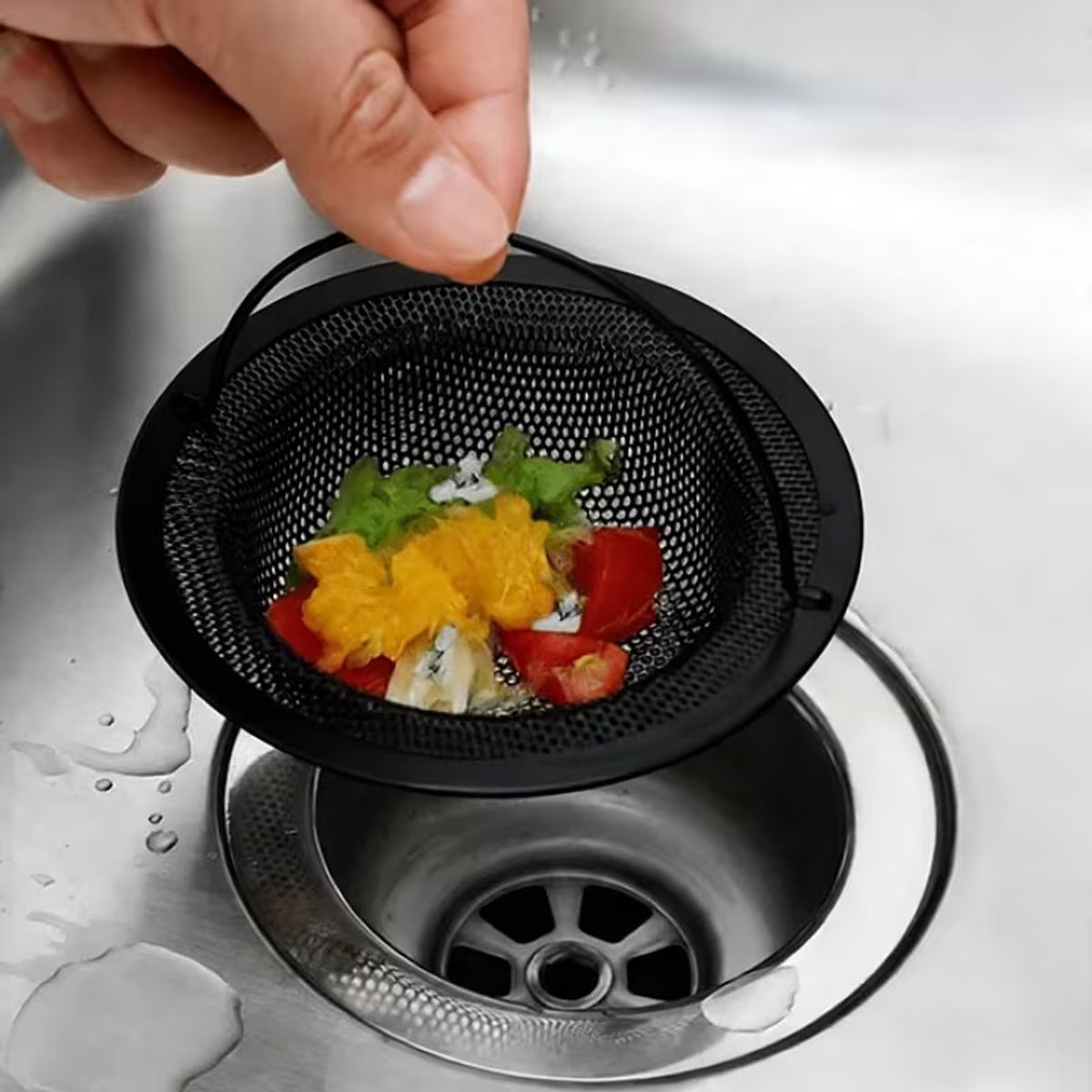 Keuken Spoelbak Zeef - RVS Spoelbak - Afvoer Zeef - Anti-Verstoppende Net - Afvoer Zeef Voor Keuken Spoelbakken - Diameter 11.2 cm - Zwart