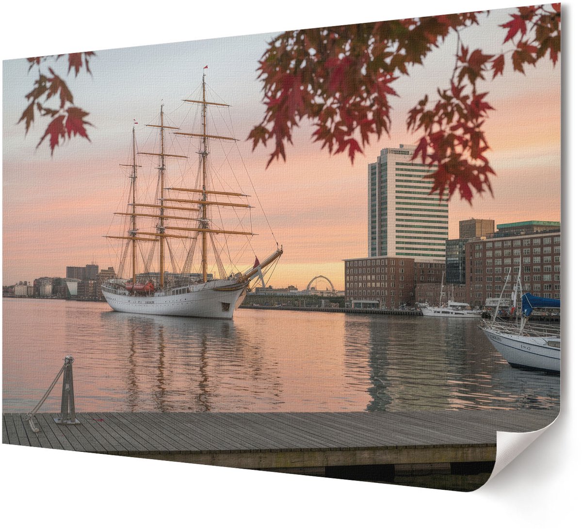 Coloray Canvas Poster Polycanvas - Kleurrijke Gebouwen, Geel - A4 - Wit Decoratie - Rechthoek - Decoratieve poster - Kantoor - Vintage
