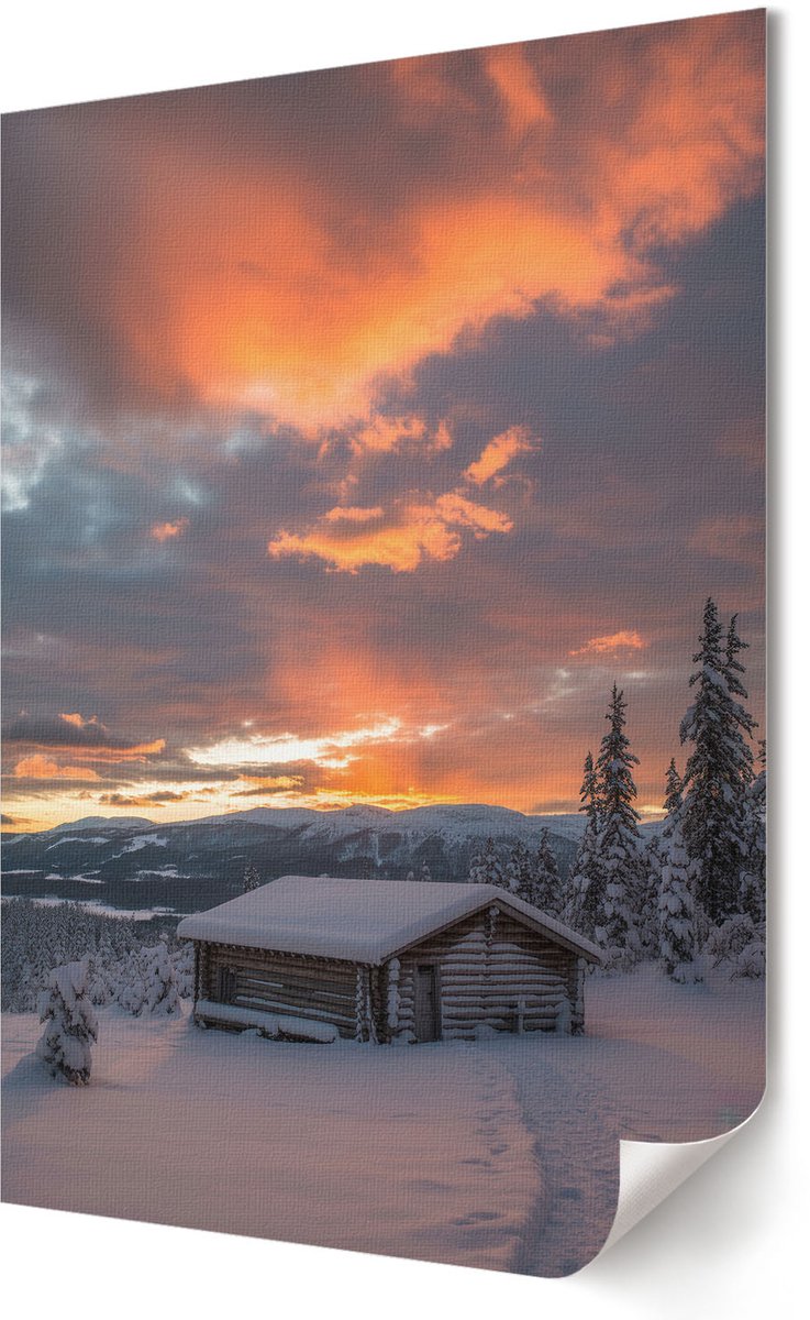 Coloray Polycanvas Poster - Avondstad, Blauw - A3 - Blauw Kunst - Rechthoek - Kunstposter - Slaapkamer - Industrieel