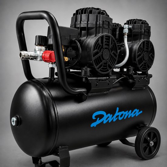Datona® Stille compressor 50L - Olievrij en verrijdbaar - voor luchtgereedschap - Zwart — afbeelding 3