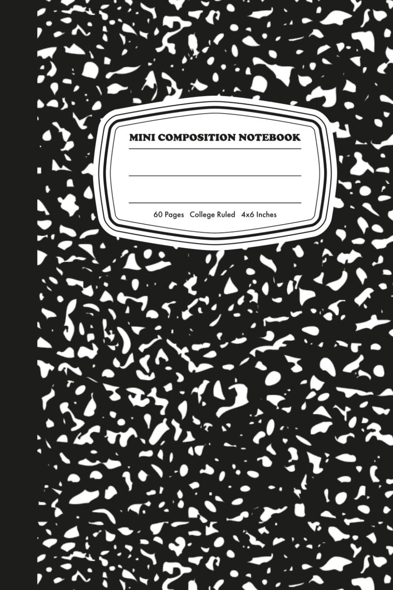 Mini Composition Notebook: Black Mable Collage Ruled Journal, 60 Pages, 4X6 Inches - ShopVlot