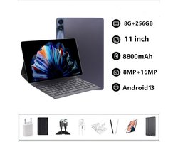 Nieuwe tablet 11 inch, 8 GB + 512 GB ROM, Android 13, wifi, 5G/4G, dual-SIM, inclusief toetsenbord