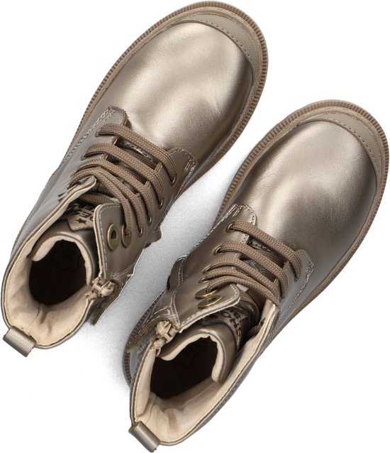 Bronskleurige leren veterlaarsjes met rits, van Shoesme.