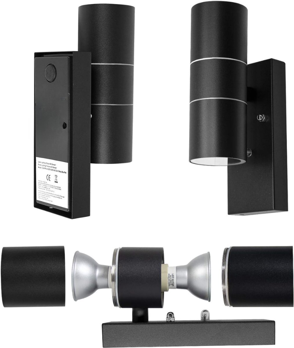 SP® Buitenlamp met Bewegingssensor - Wandlamp met Sensor Voor Buiten - Solar Buitenlamp Oplaadbaar - Zwart - 25cm x 13cm x 9cm