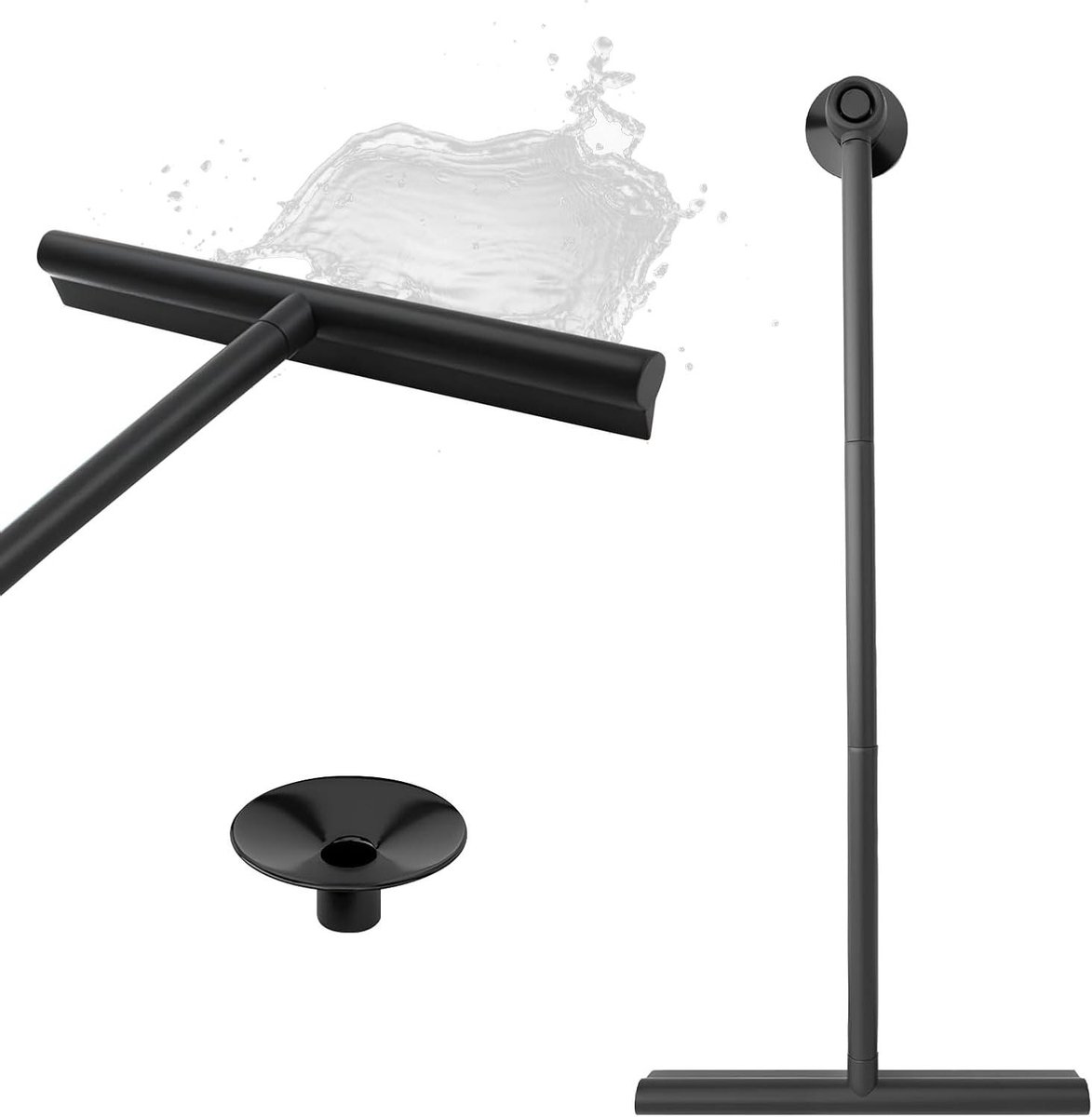 Douchewisser - Glastrekker Badkamer - Vloeren Drogen - Verstelbare Lange Handgreep - 30-89 cm - Zwart