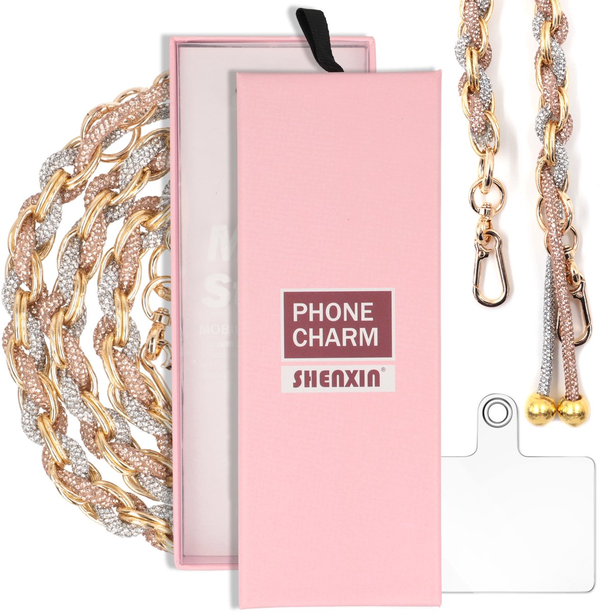 Luxe Sleutelhanger Ketting met Zirkonia - Goud & Zilver