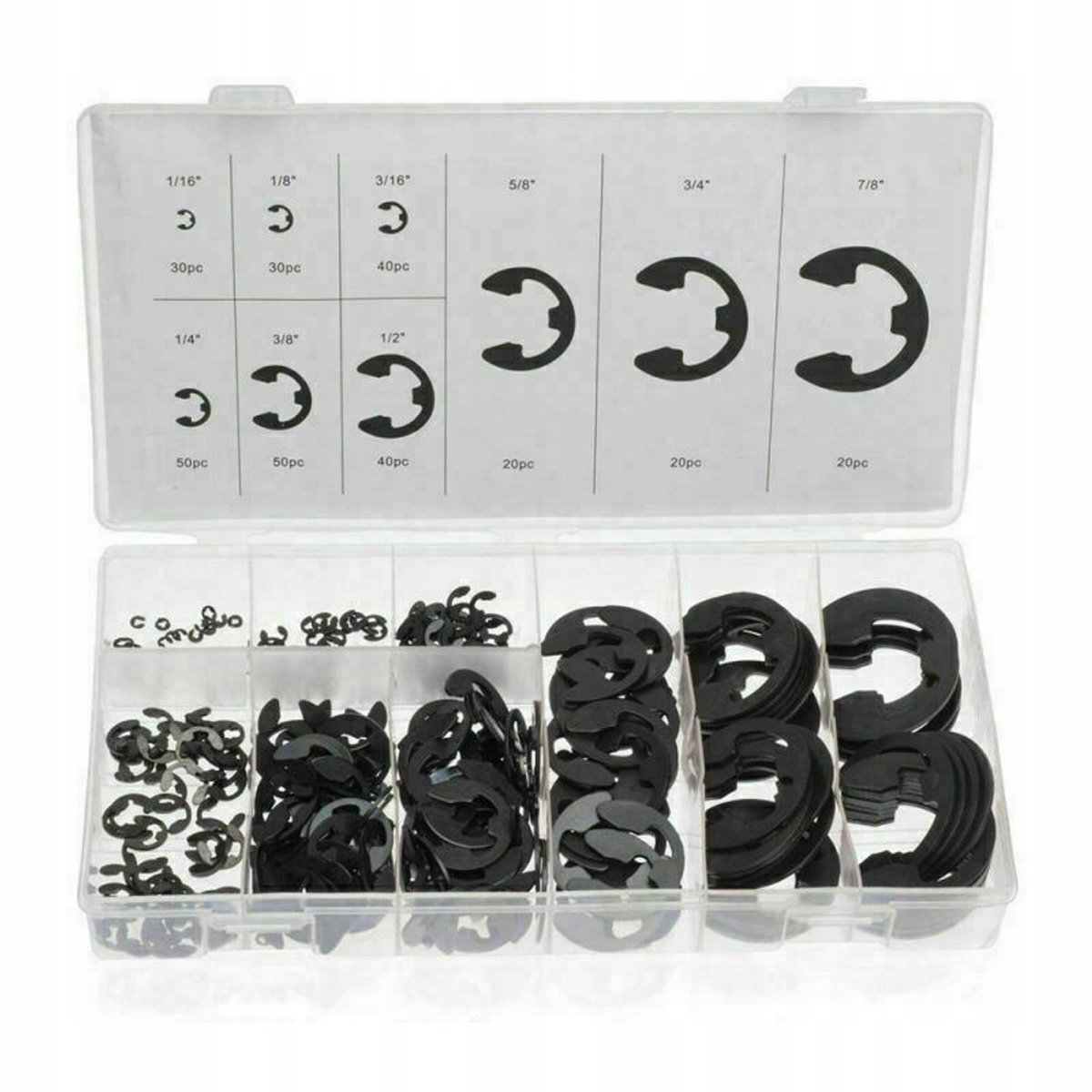 Seegerringen Set E-Clip 300 Stuks 9 Maten + Organizer