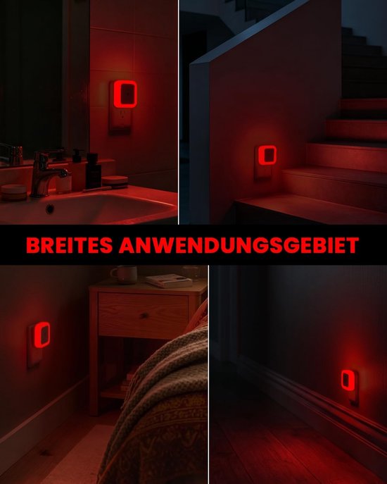 Nachtlampjes Set - Slaaplampjes Stekker - Veilig Oriënteren - Automatische Sensor - 2 Stuks - Rood — afbeelding 4