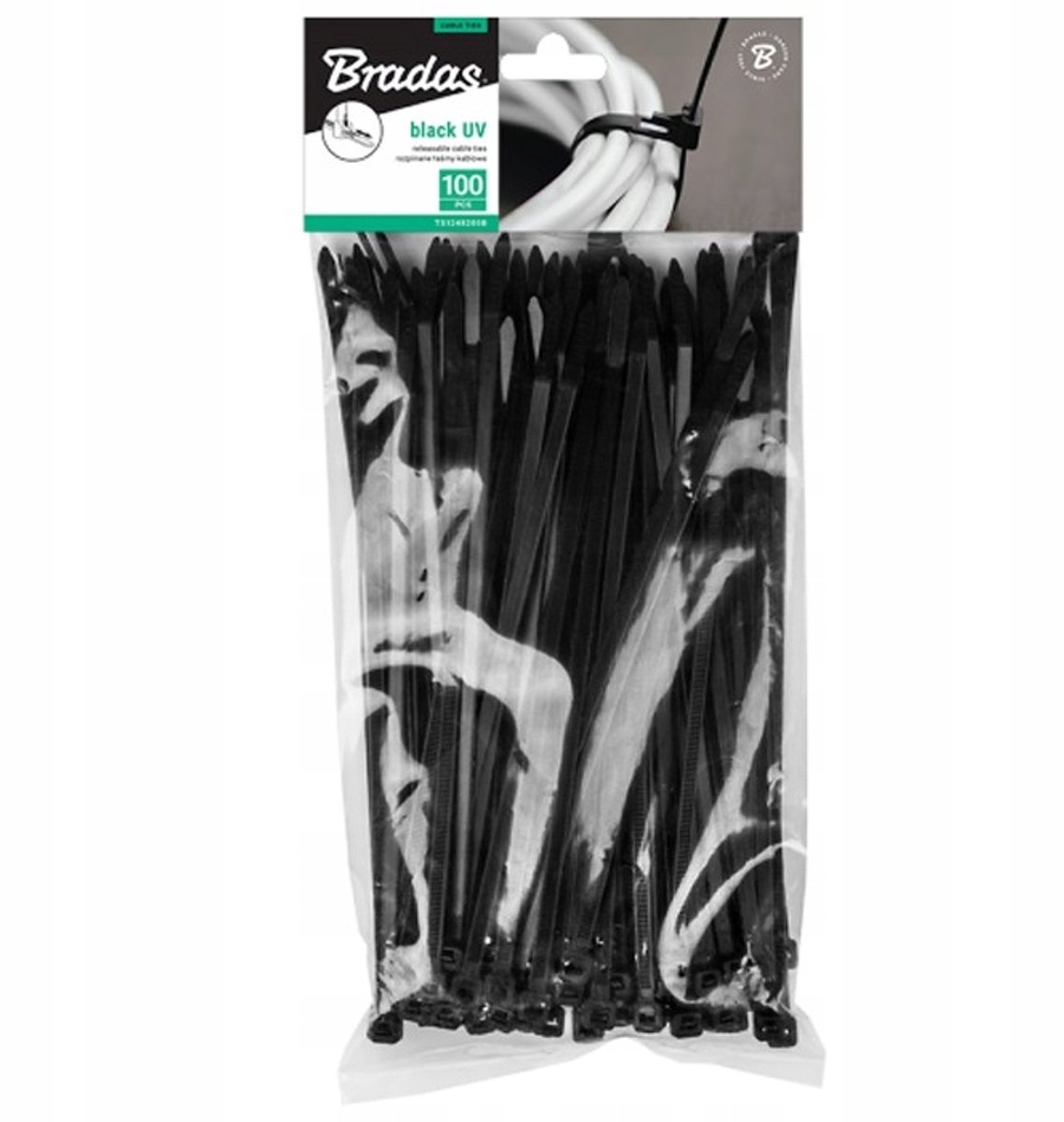 Bradas kabelbinders Zwart 200mm x 2,5mm - 100 stuks