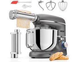 Fentic Keukenmachine - 2000W - Keukenrobot - Incl. Pastaroller en extra accessoires - 6,2L Mengkom - Foodprocessor - Pastamachine - Antraciet