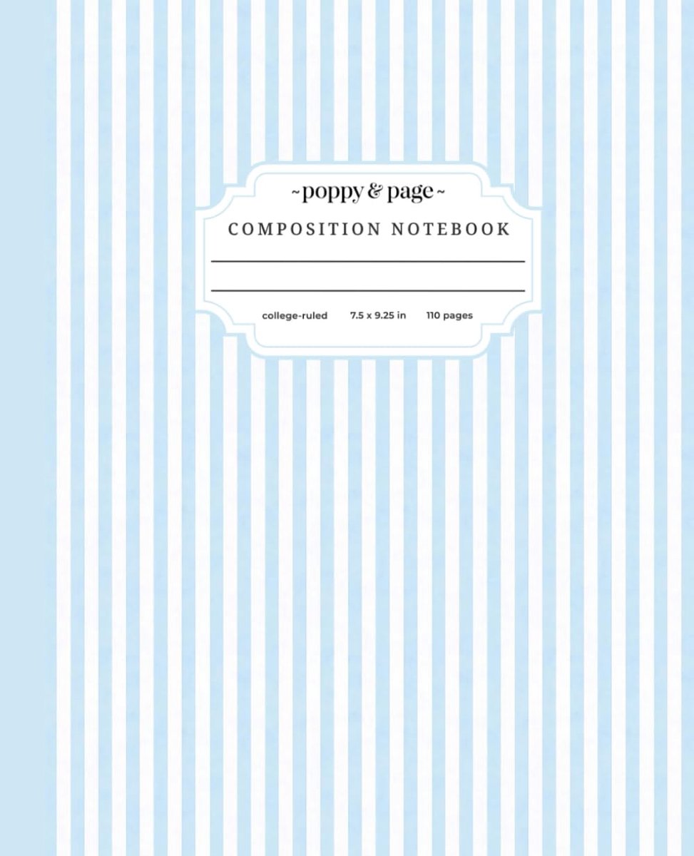 Blue and White Striped Composition Notebook: Aesthetic Cute and Preppy Pastel Stripe Journal for Teen Girls and Women - ShopVlot